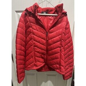 TEK GEAR Warm Water Resistant Detach Hood Red Puffer Jacket Size XL - READ